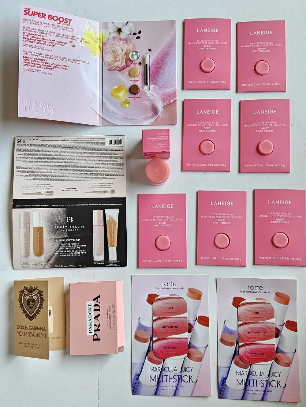 NWT x14 LANEIGE Berry Lip Sleeping Mask Bundle Pink Taste Maracuja Multi Stick